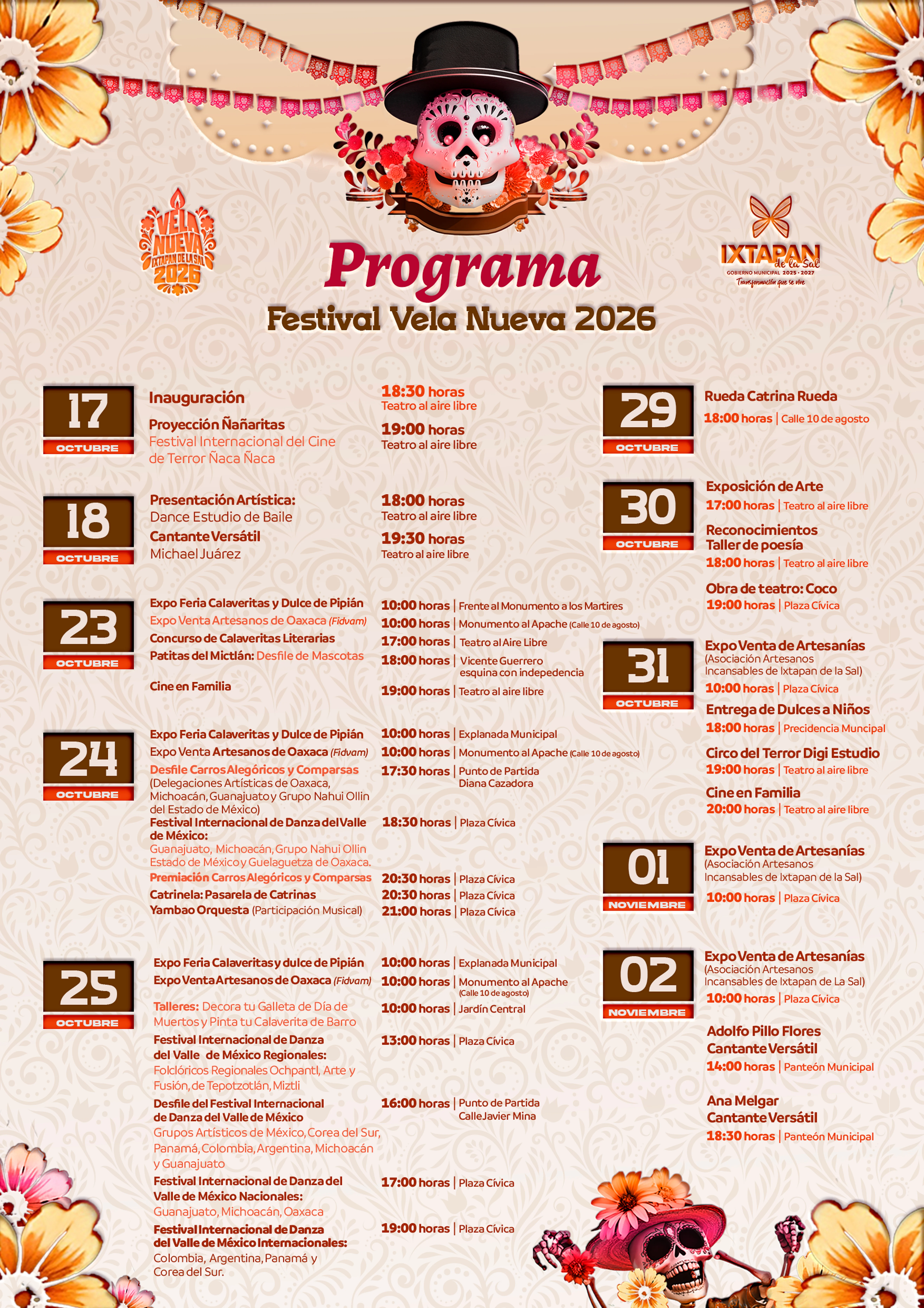 Programa Oficial del Festival Vela Nueva 2026 en Ixtapan de la Sal